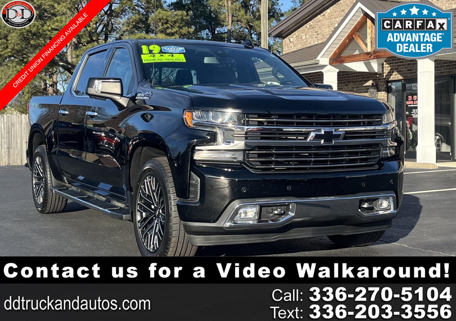 Black 2019 Chevrolet Silverado 1500 High Country Crew Cab 4WD Pickup Truck Four-Wheel Drive 8-Speed Automatic