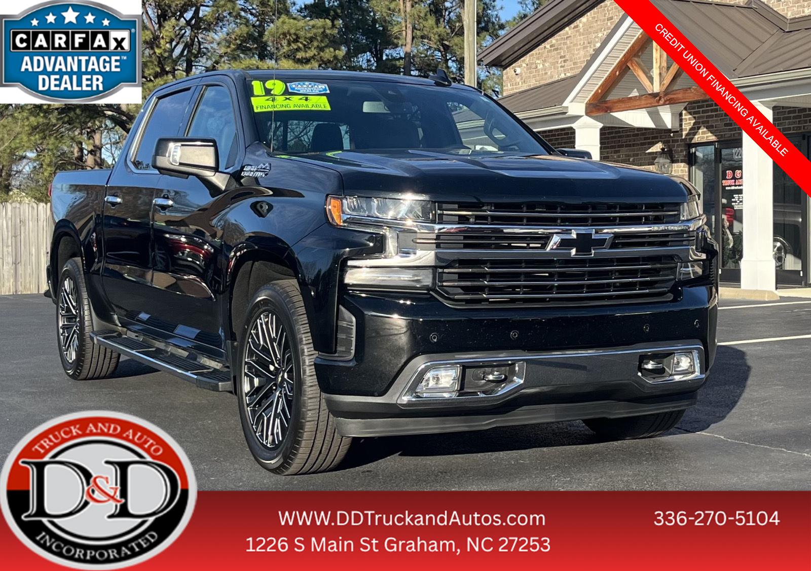 Black 2019 Chevrolet Silverado 1500 High Country Crew Cab 4WD Pickup Truck Four-Wheel Drive 8-Speed Automatic