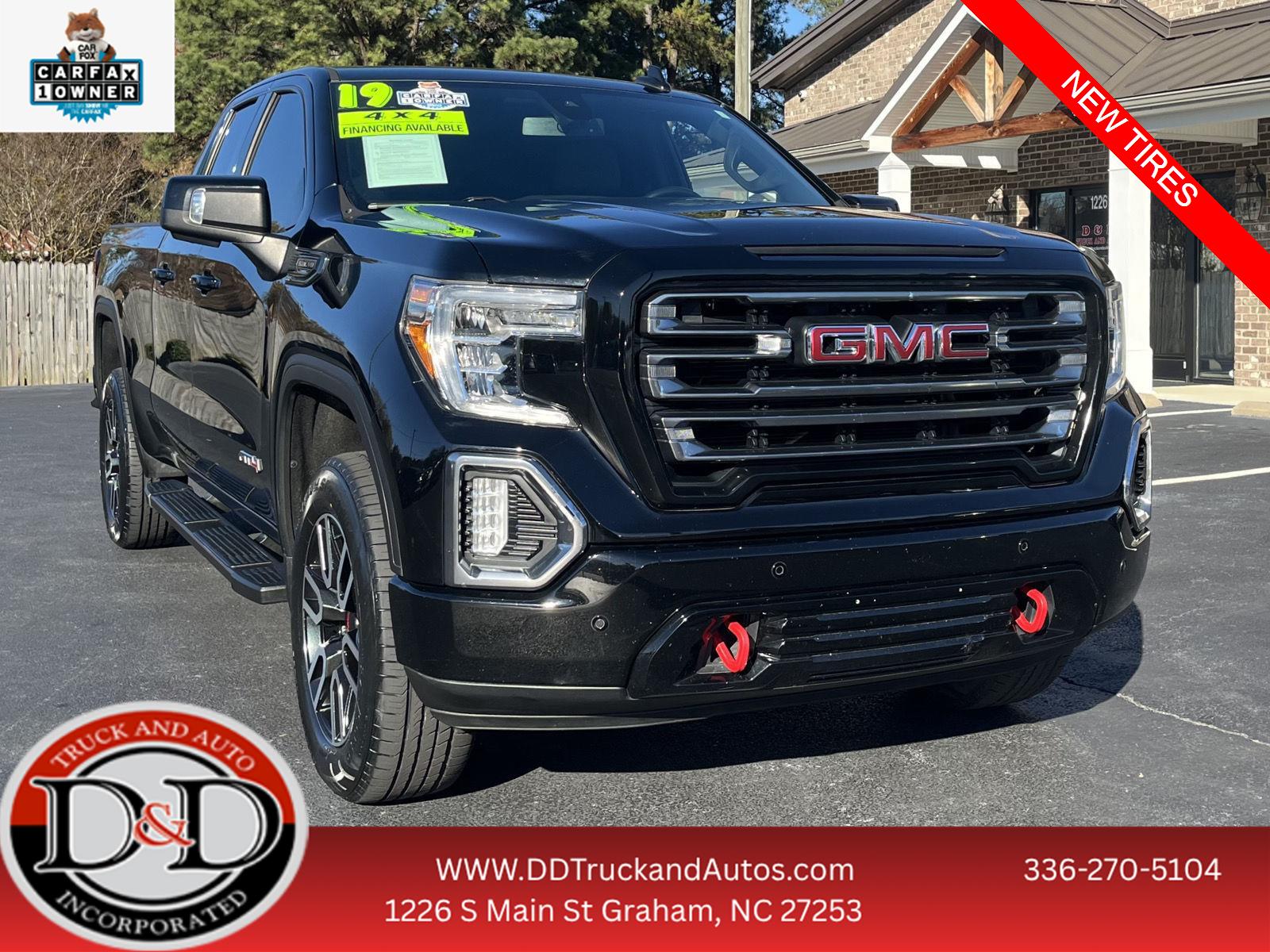 Onyx Black 2019 GMC Sierra 1500 AT4 Double Cab 4WD Pickup Truck Four-Wheel Drive 8-Speed Automatic