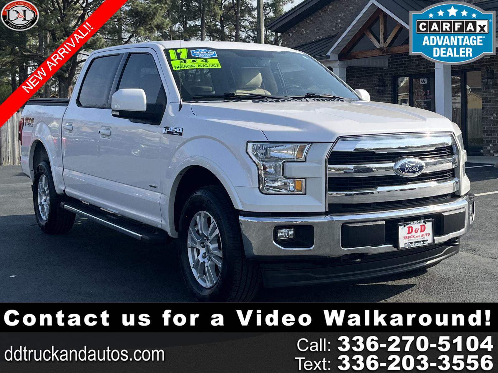 White 2017 Ford F-150 Lariat SuperCrew 4WD Pickup Truck Four-Wheel Drive 6-Speed Automatic