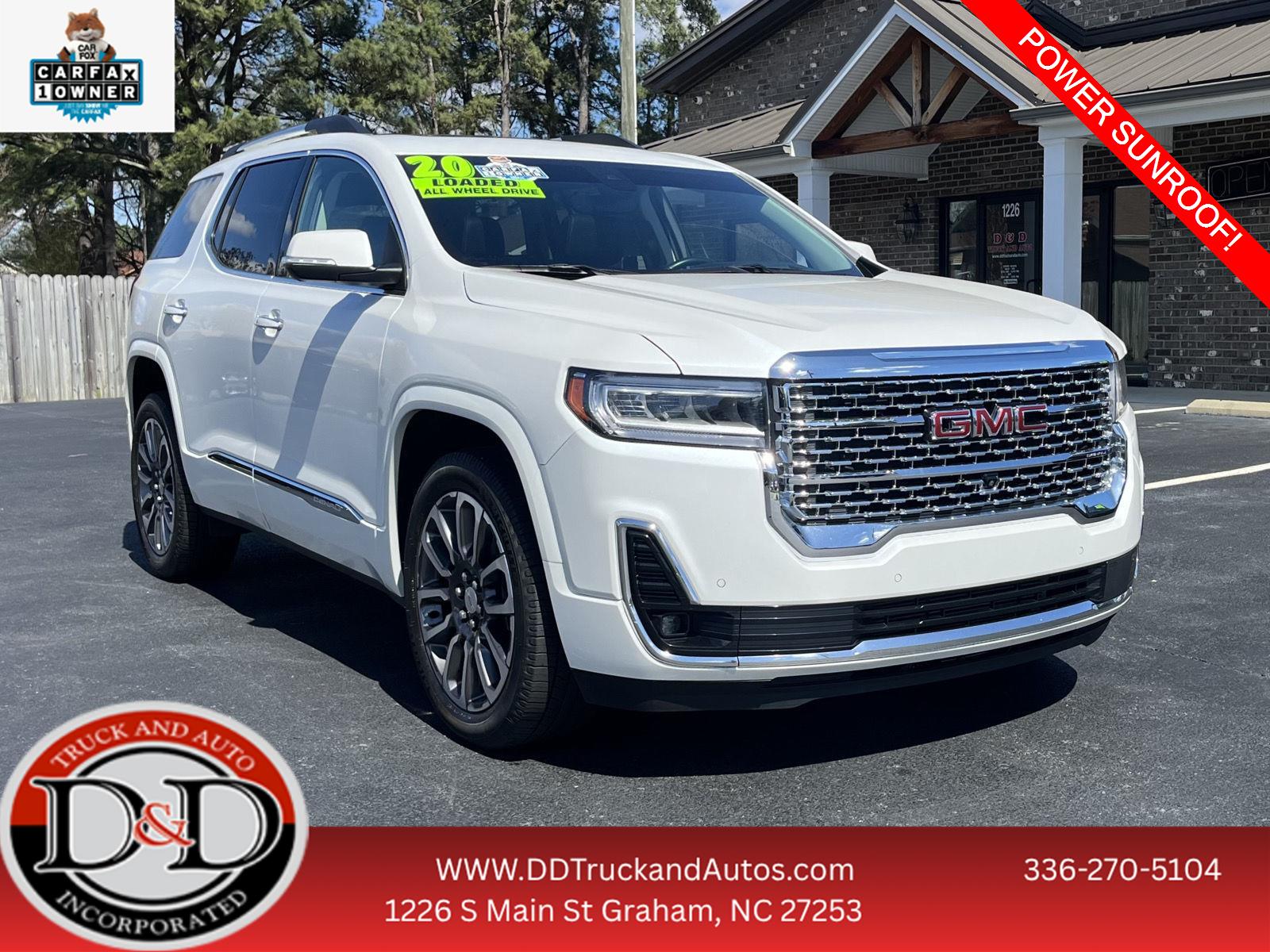 White Frost Tricoat 2020 GMC Acadia Denali AWD SUV / Crossover Four-Wheel Drive 9-Speed Automatic
