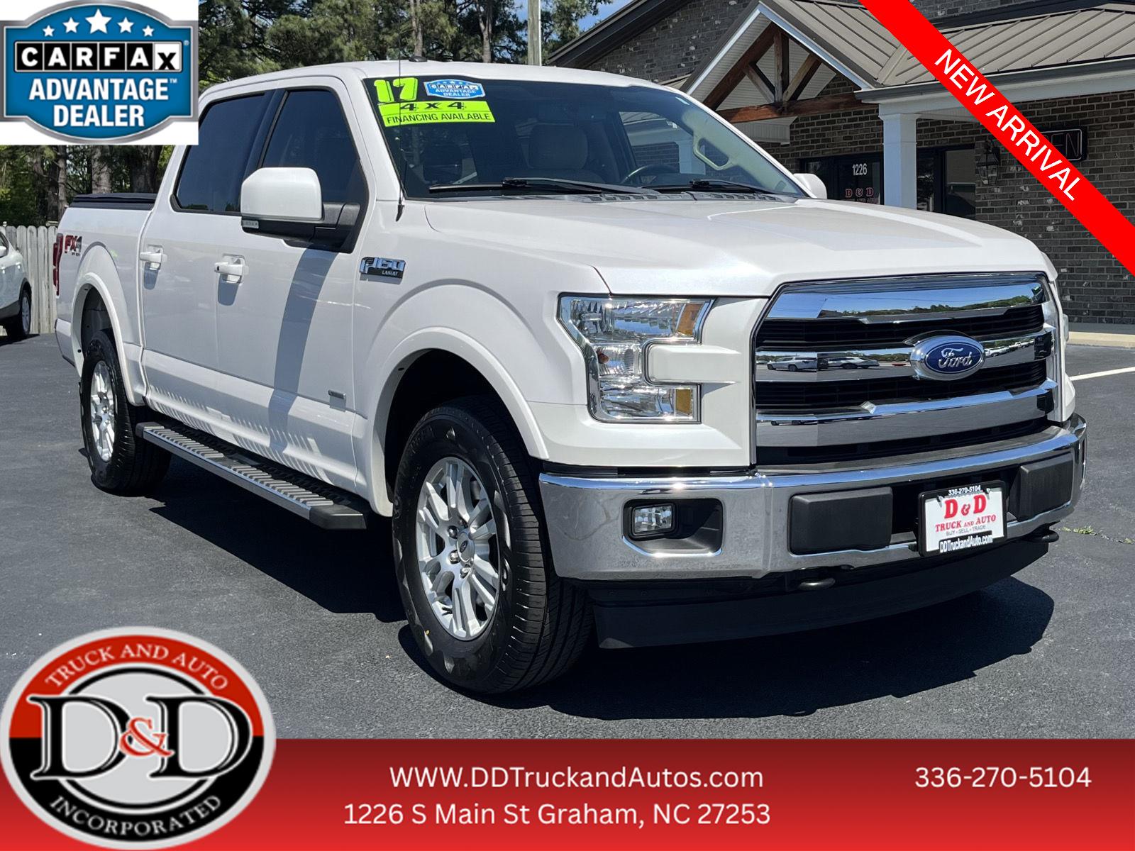 White 2017 Ford F-150 Lariat SuperCrew 4WD Pickup Truck Four-Wheel Drive 6-Speed Automatic