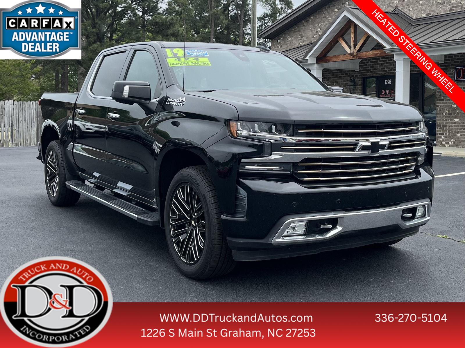 Black 2019 Chevrolet Silverado 1500 High Country Crew Cab 4WD Pickup Truck Four-Wheel Drive 8-Speed Automatic