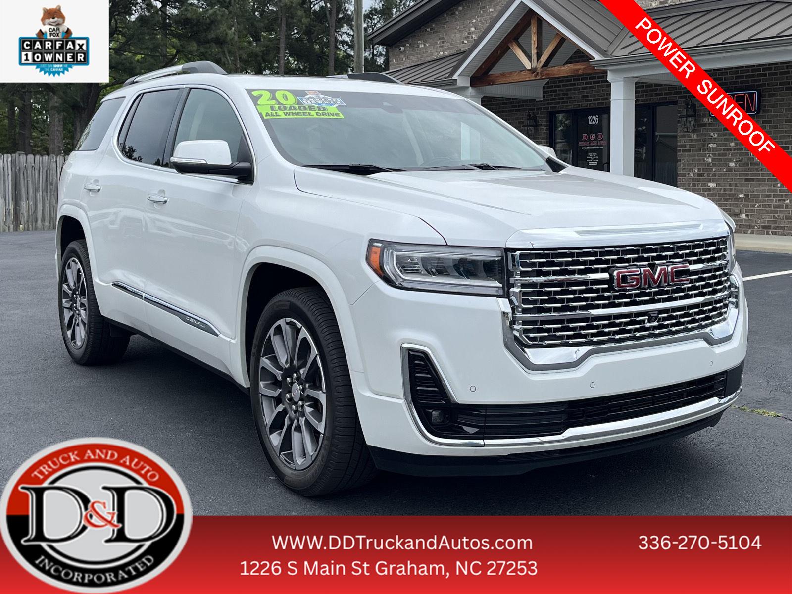 White Frost Tricoat 2020 GMC Acadia Denali AWD SUV / Crossover Four-Wheel Drive 9-Speed Automatic