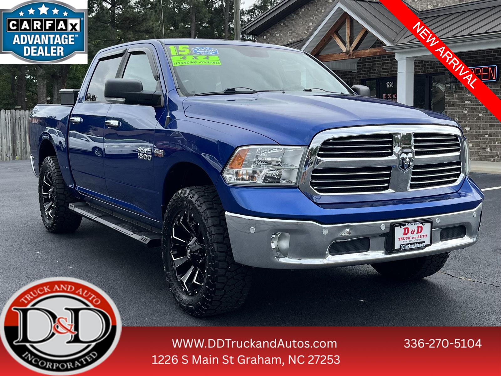 Blue Streak Pearlcoat 2015 RAM 1500 Big Horn Crew Cab 4WD Pickup Truck Four-Wheel Drive 8-Speed Automatic