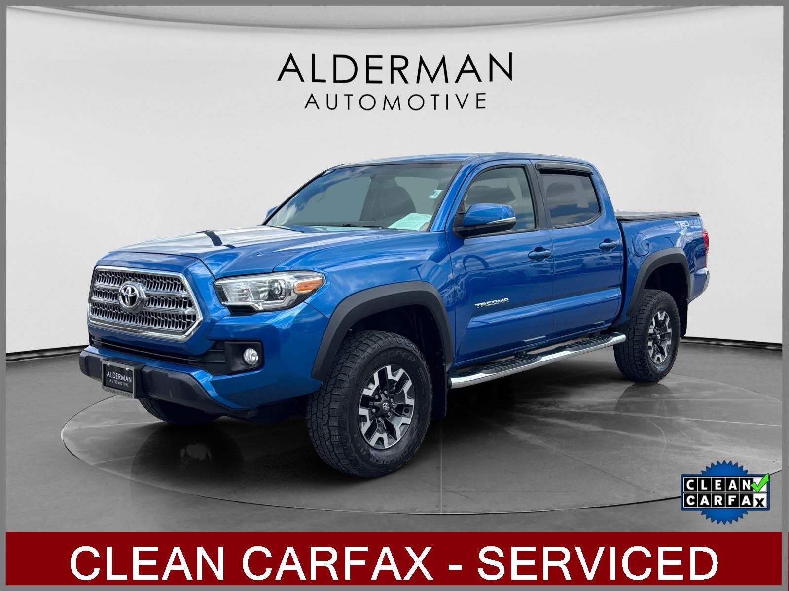 Blazing Blue Pearl 2017 Toyota Tacoma TRD Off Road V6 Double Cab 4WD Pickup Truck Four-Wheel Drive 6-Speed Automatic