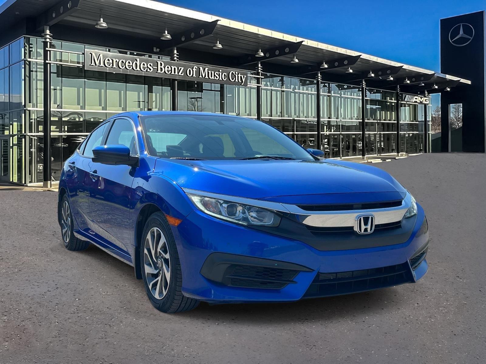 Aegean Blue Metallic 2018 Honda Civic EX Sedan Front-Wheel Drive Continuously Variable Transmission