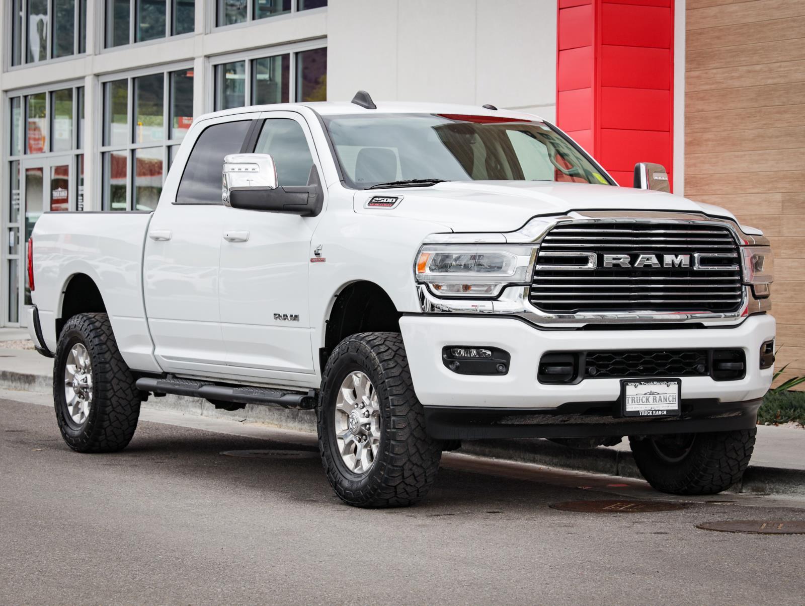 Bright White Clearcoat 2023 RAM 2500 Laramie Crew Cab 4WD Pickup Truck Four-Wheel Drive 6-Speed Automatic