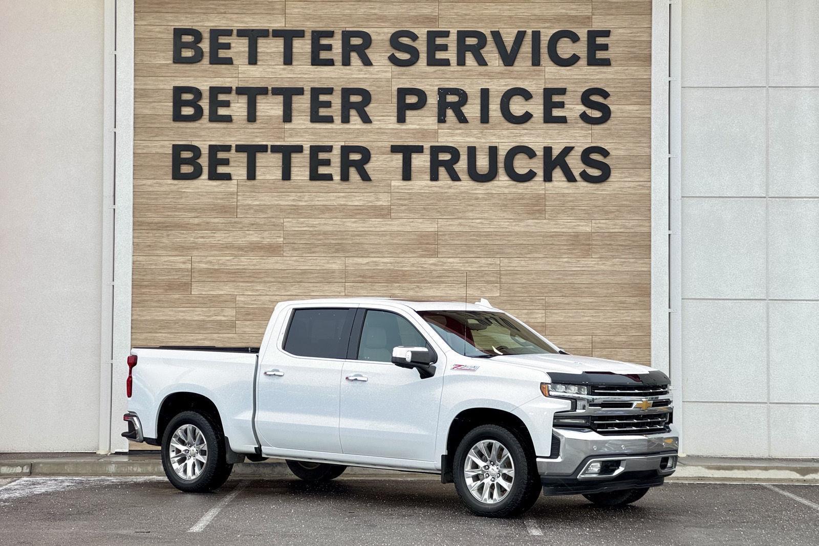 Summit White 2019 Chevrolet Silverado 1500 LTZ Crew Cab 4WD Pickup Truck Four-Wheel Drive 8-Speed Automatic