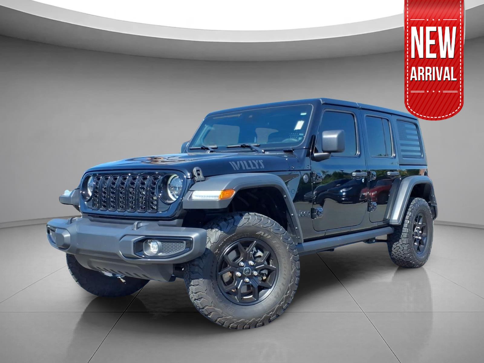 Black Clearcoat 2024 Jeep Wrangler Willys 4-Door 4WD SUV / Crossover Four-Wheel Drive 8-Speed Automatic