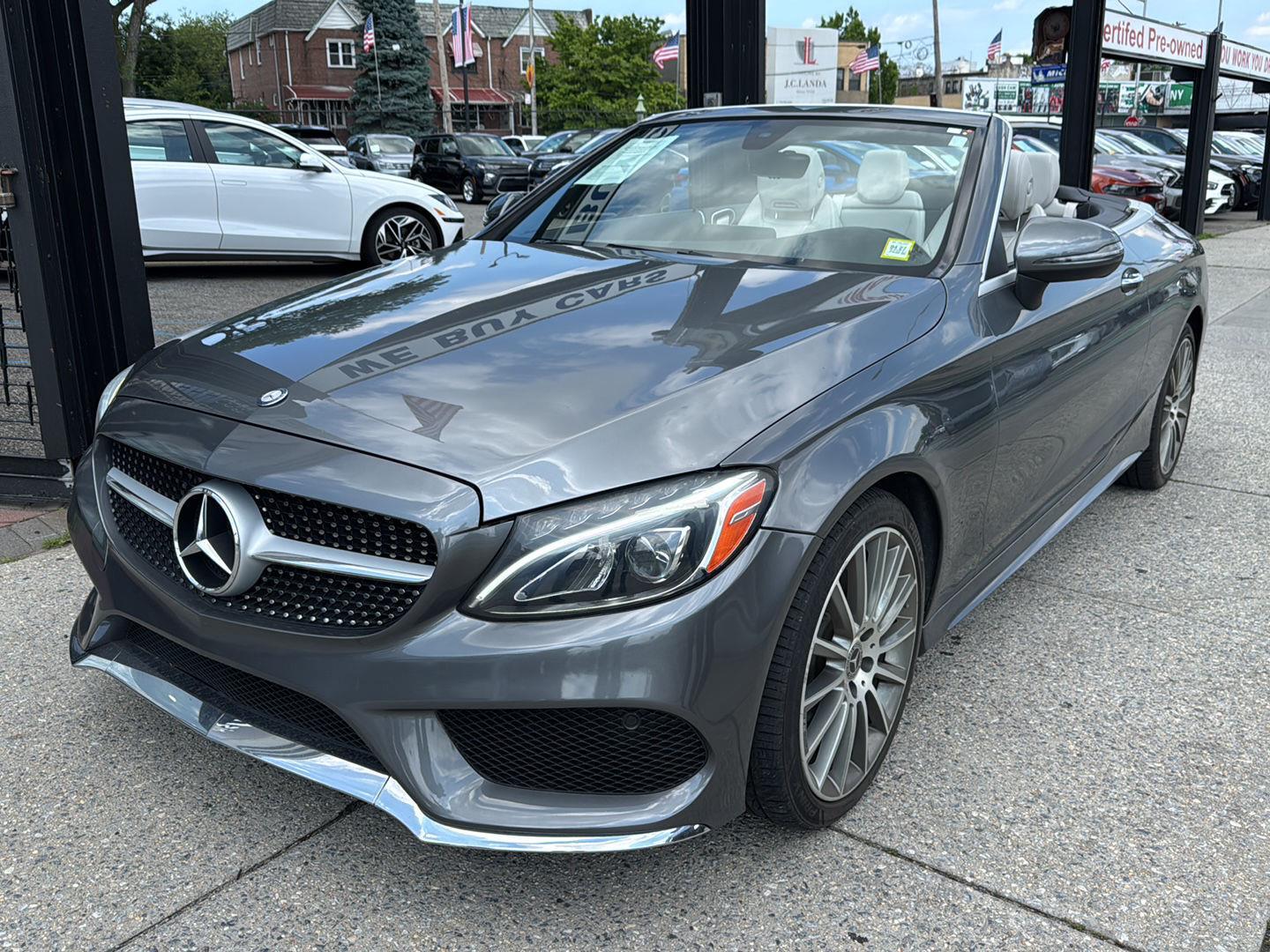 Gray (Selenite Grey Metallic) 2017 Mercedes-Benz C-Class C 300 Cabriolet 4MATIC Convertible All-Wheel Drive Automatic