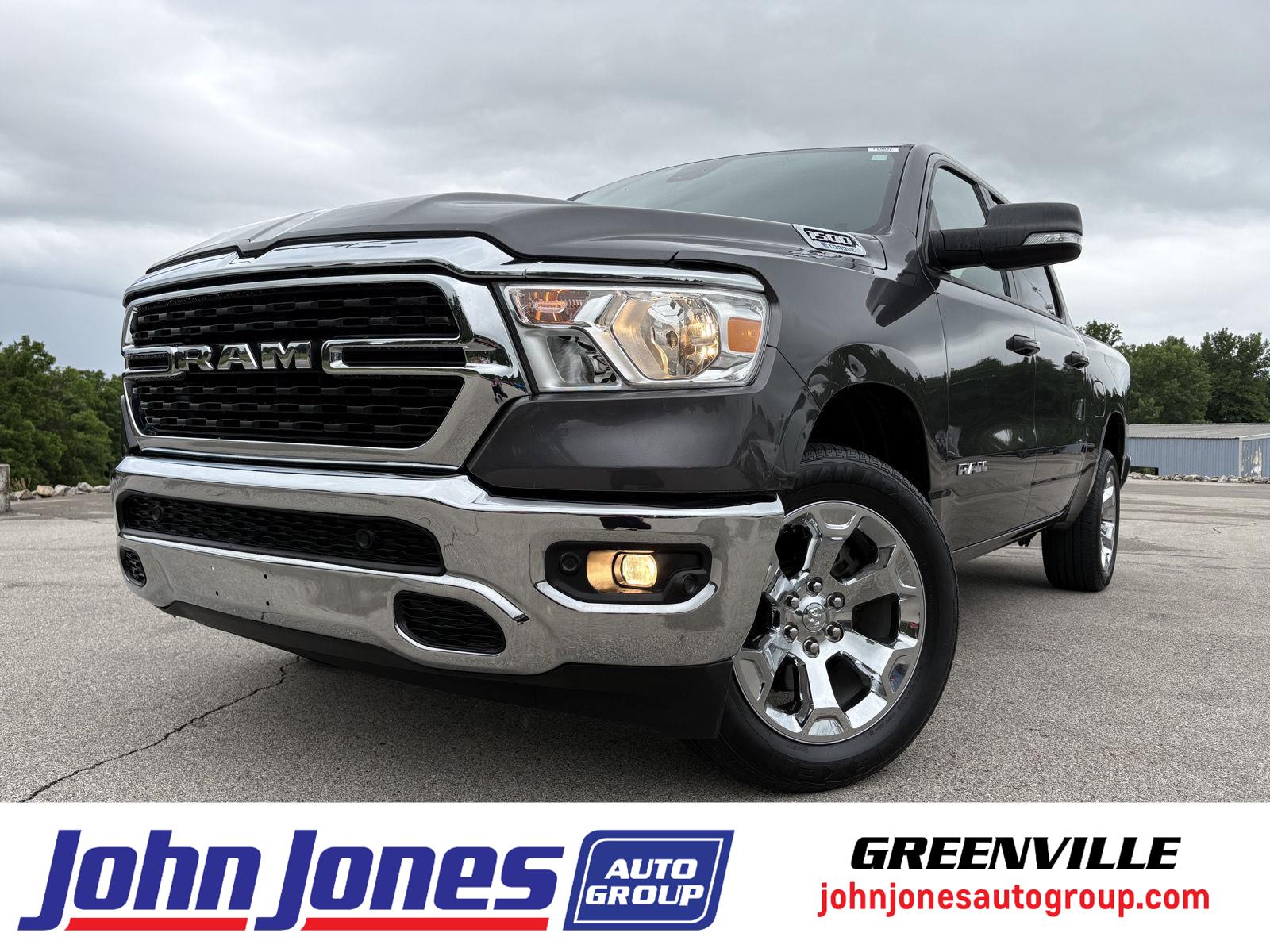 Gray (Granite Crystal Metallic Clearcoat) 2022 RAM 1500 Big Horn Crew Cab 4WD Pickup Truck Four-Wheel Drive 8-Speed Automatic