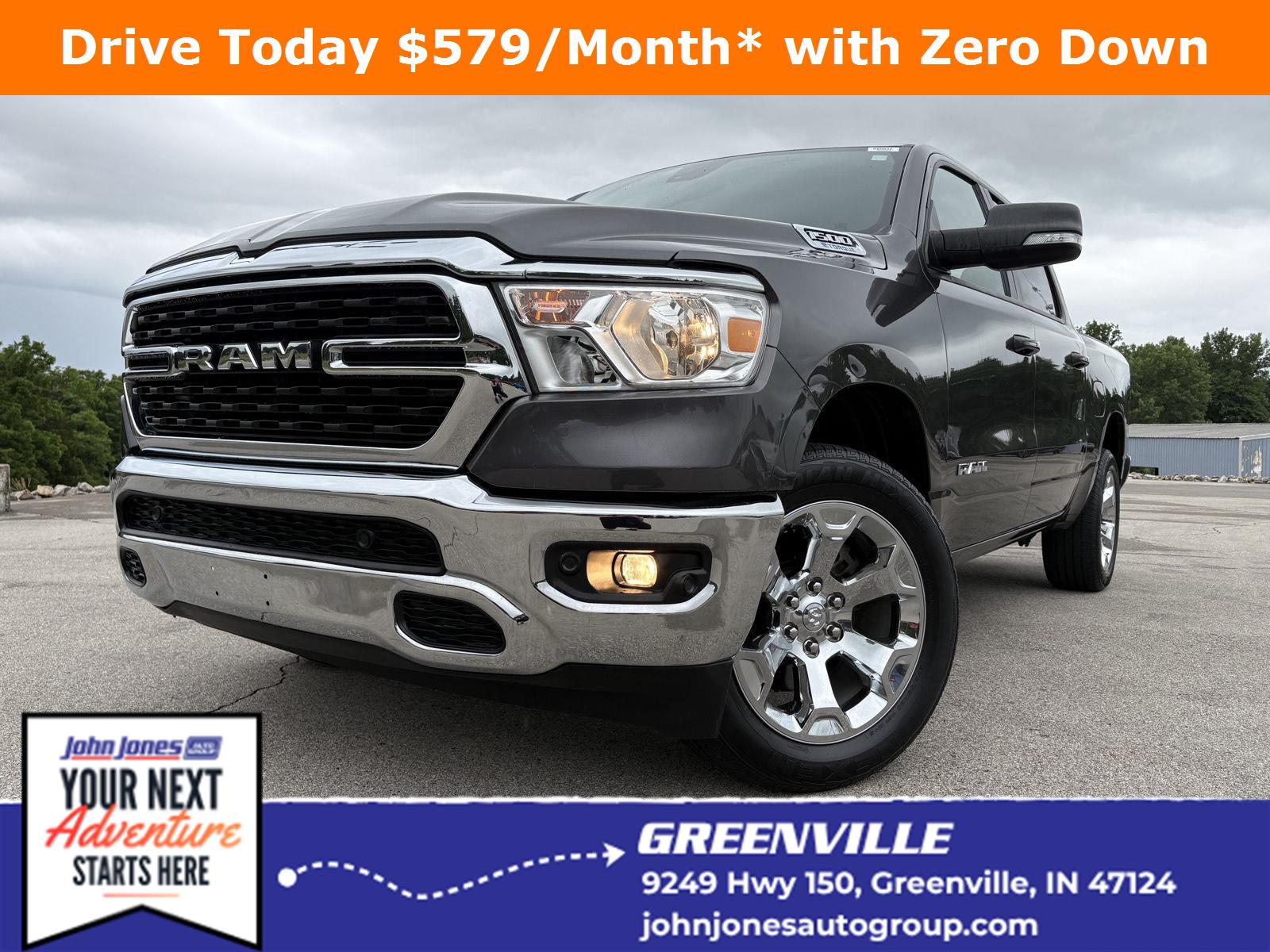 Gray (Granite Crystal Metallic Clearcoat) 2022 RAM 1500 Pickup Truck Four-Wheel Drive 8-Speed Automatic