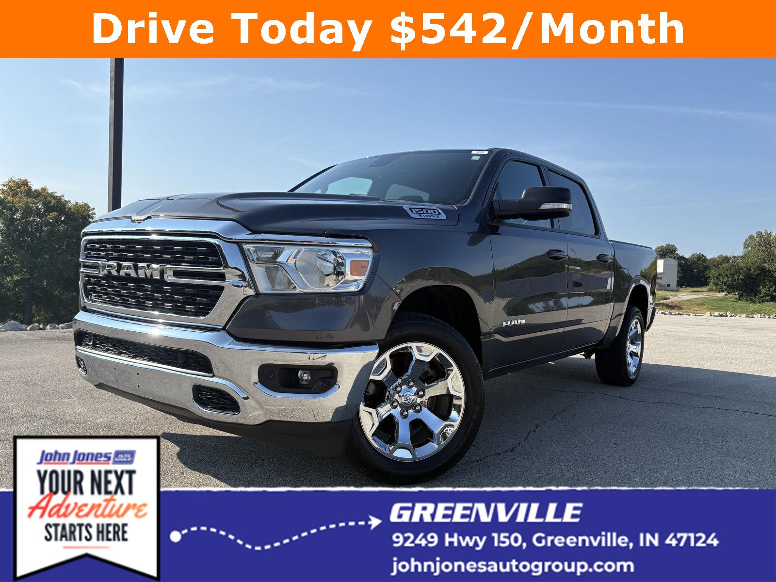 Gray (Granite Crystal Metallic Clearcoat) 2022 RAM 1500 Pickup Truck Four-Wheel Drive 8-Speed Automatic