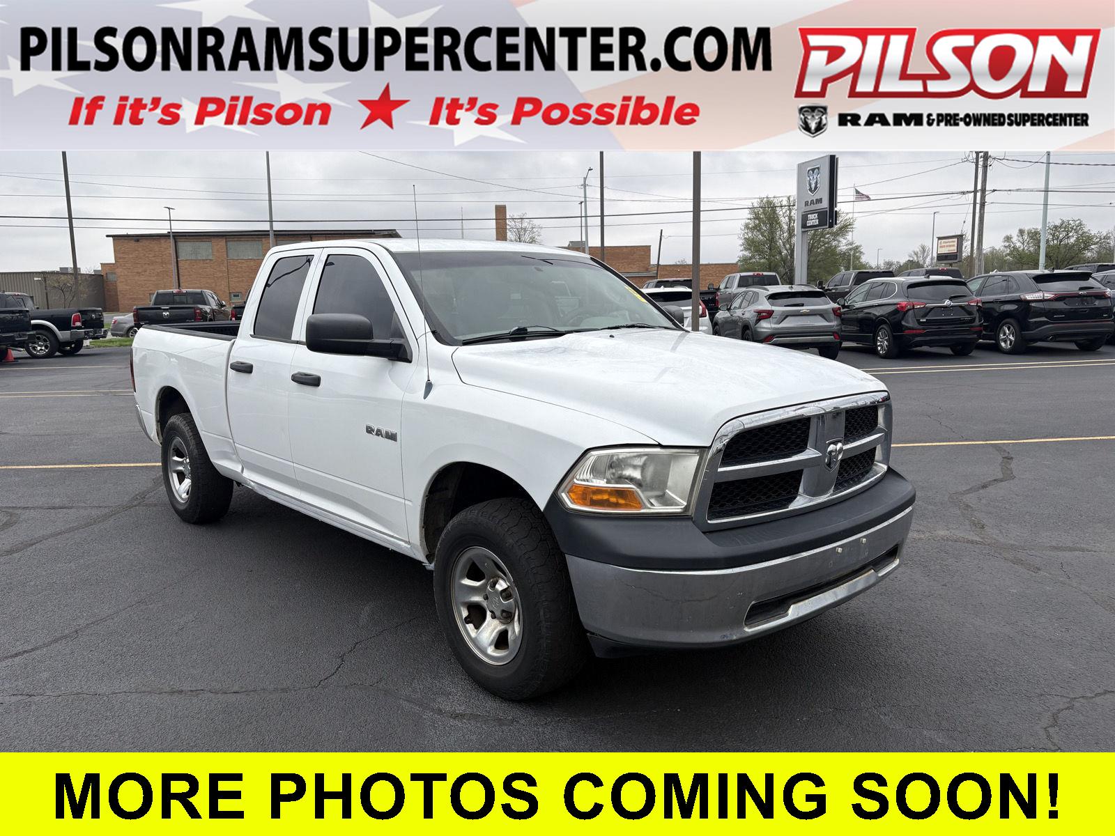 Bright White 2010 Dodge RAM 1500 ST Quad Cab 4WD Pickup Truck Four-Wheel Drive 5-Speed Automatic