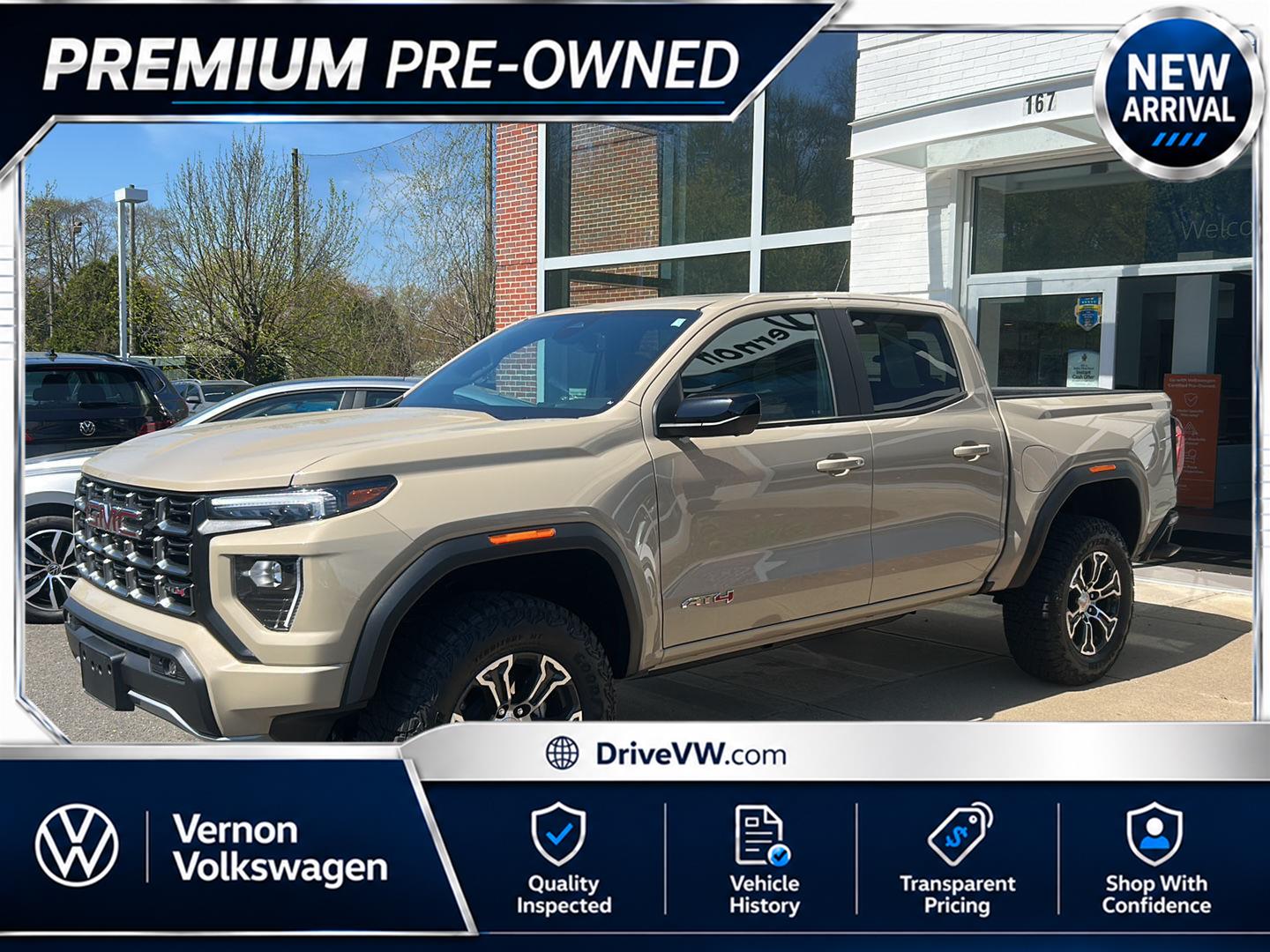 Desert Sand Metallic 2024 GMC Canyon AT4 Crew Cab 4WD Pickup Truck Four-Wheel Drive 8-Speed Automatic