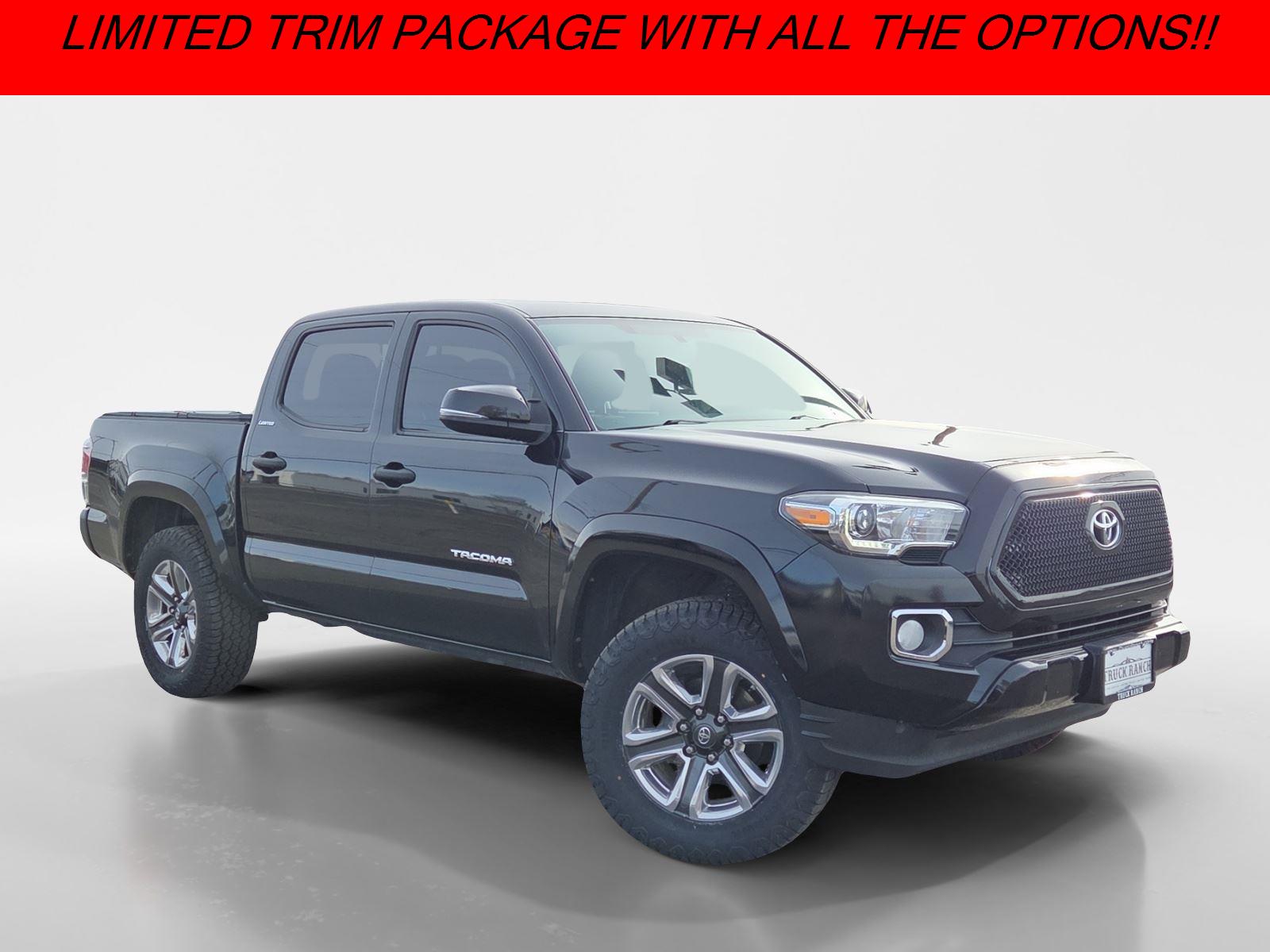 Black 2017 Toyota Tacoma Limited V6 Double Cab 4WD Pickup Truck Four-Wheel Drive 6-Speed Automatic