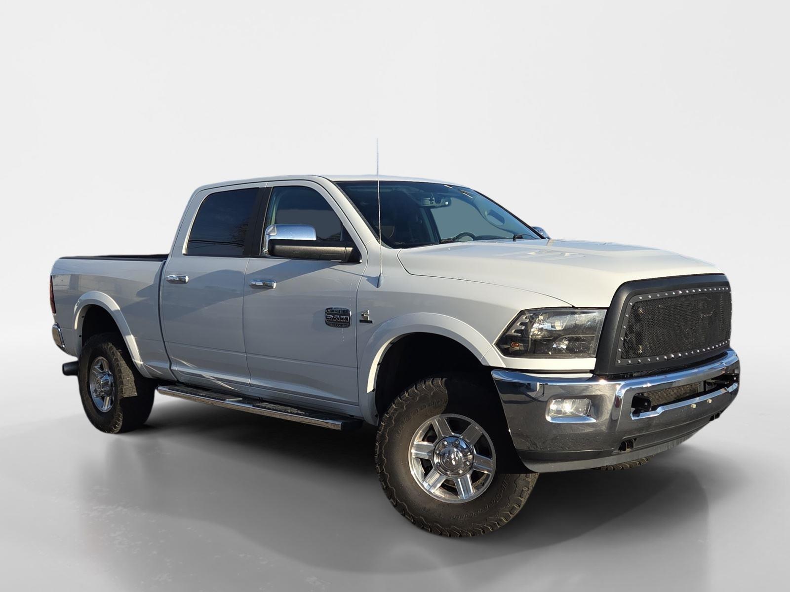 Bright White 2012 RAM 2500 Laramie Longhorn Crew Cab 4WD Pickup Truck Four-Wheel Drive 6-Speed Automatic Overdrive