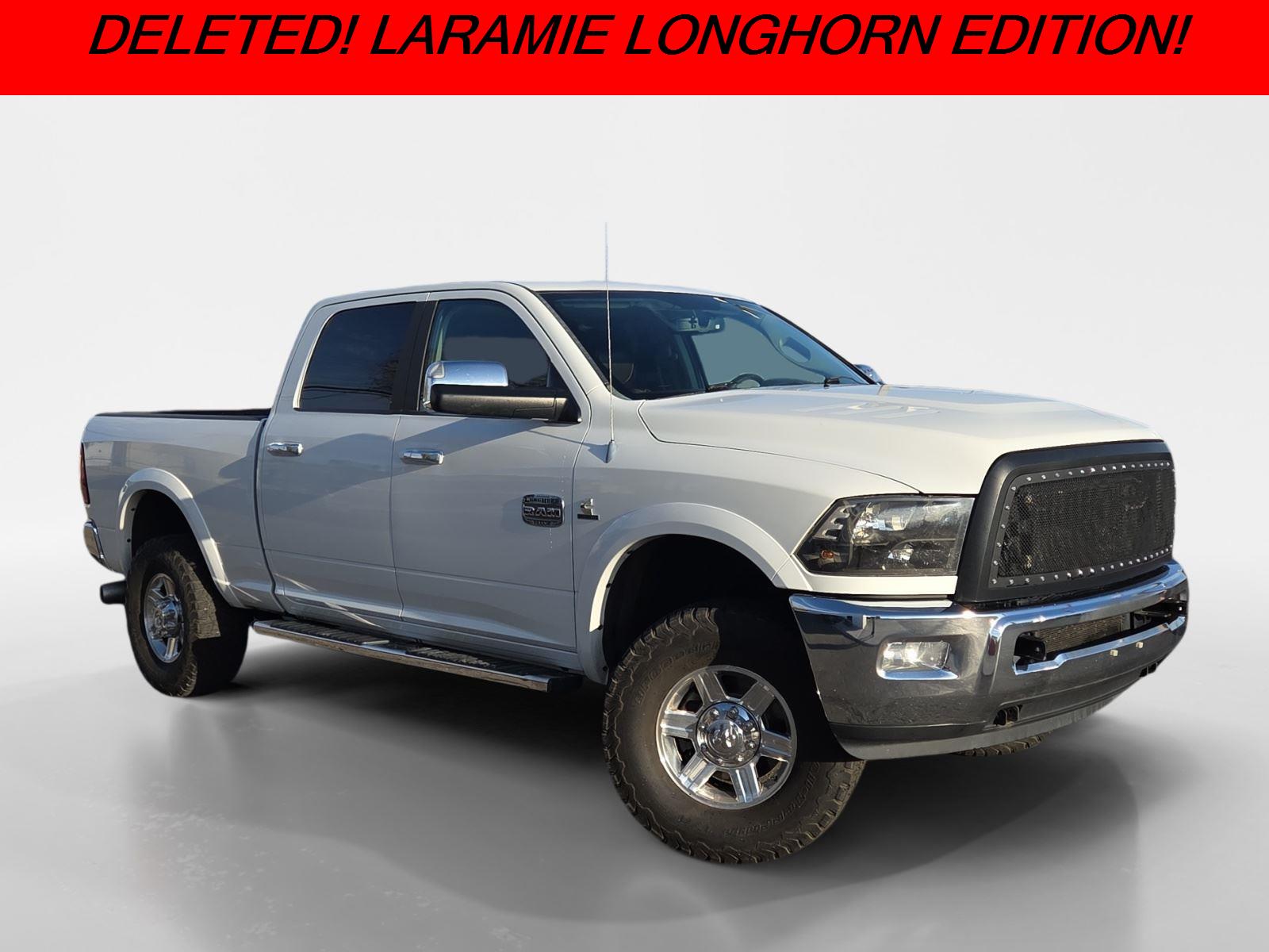Bright White 2012 RAM 2500 Laramie Longhorn Crew Cab 4WD Pickup Truck Four-Wheel Drive 6-Speed Automatic Overdrive