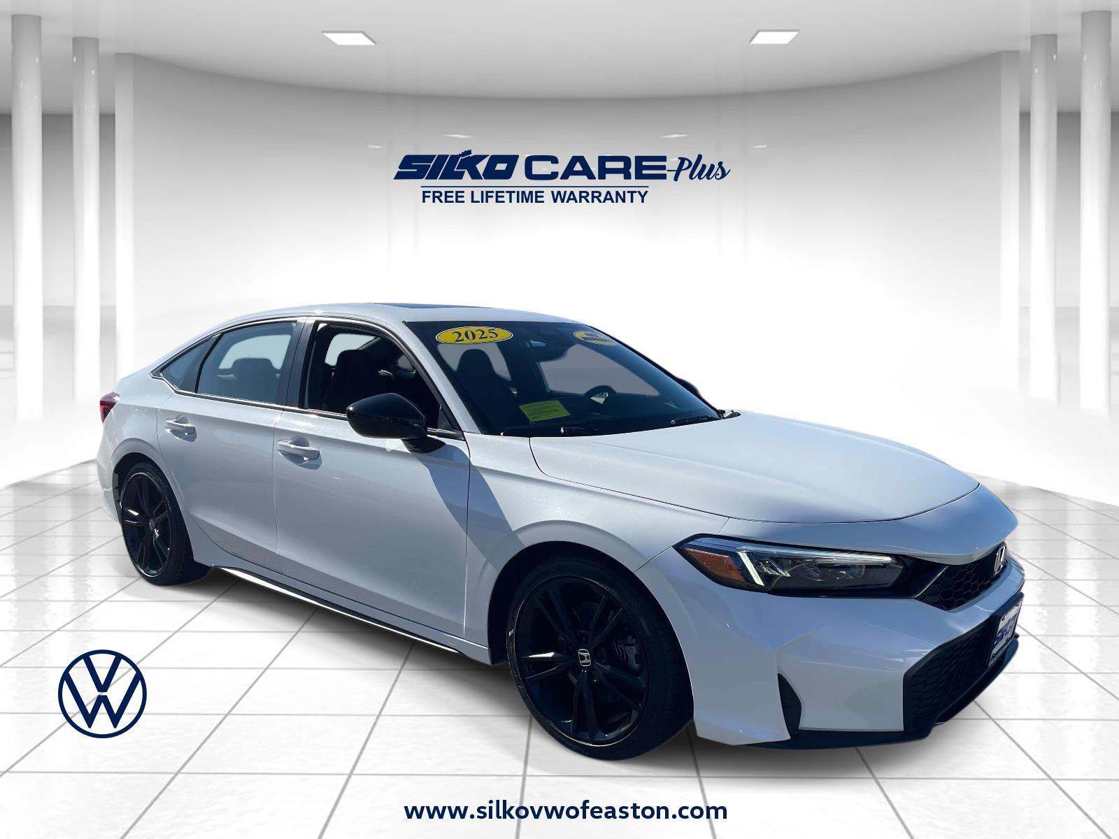 Platinum White Pearl 2025 Honda Civic Sedan 6-Speed Manual