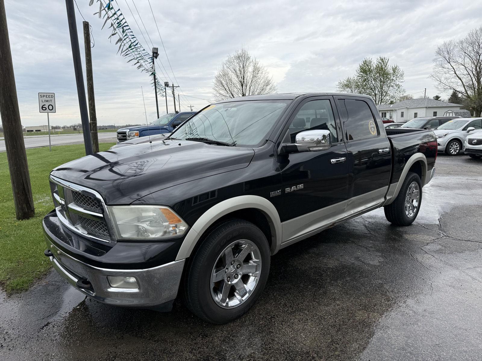 Brilliant Black Pearl 2010 Dodge RAM 1500 Laramie Crew Cab 4WD Pickup Truck Four-Wheel Drive 5-Speed Automatic
