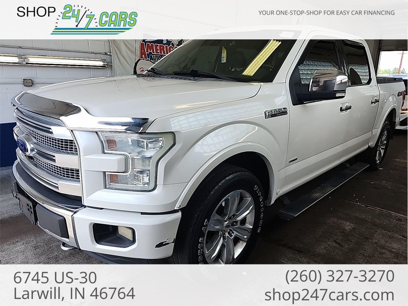 White Platinum Metallic Tri-Coat 2015 Ford F-150 Pickup Truck Four-Wheel Drive 6-Speed Automatic