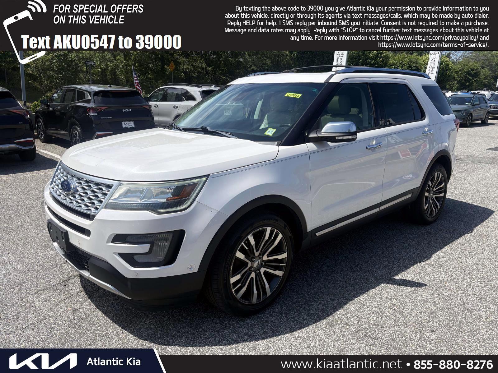 White Platinum Metallic Tri-Coat 2016 Ford Explorer SUV / Crossover All-Wheel Drive 6-Speed Automatic