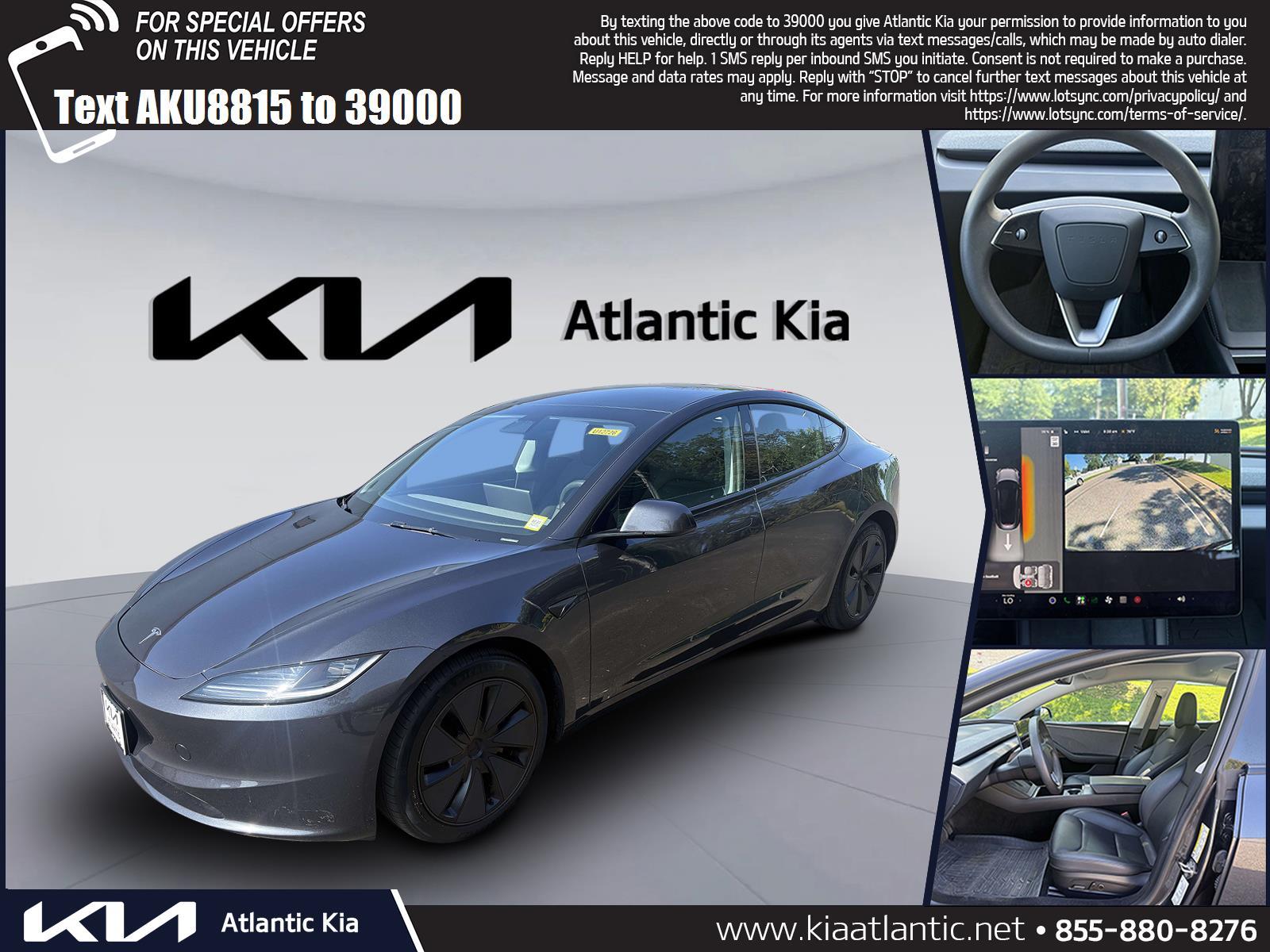 Gray (Stealth Grey) 2024 Tesla Model 3 Sedan Rear-Wheel Drive Automatic