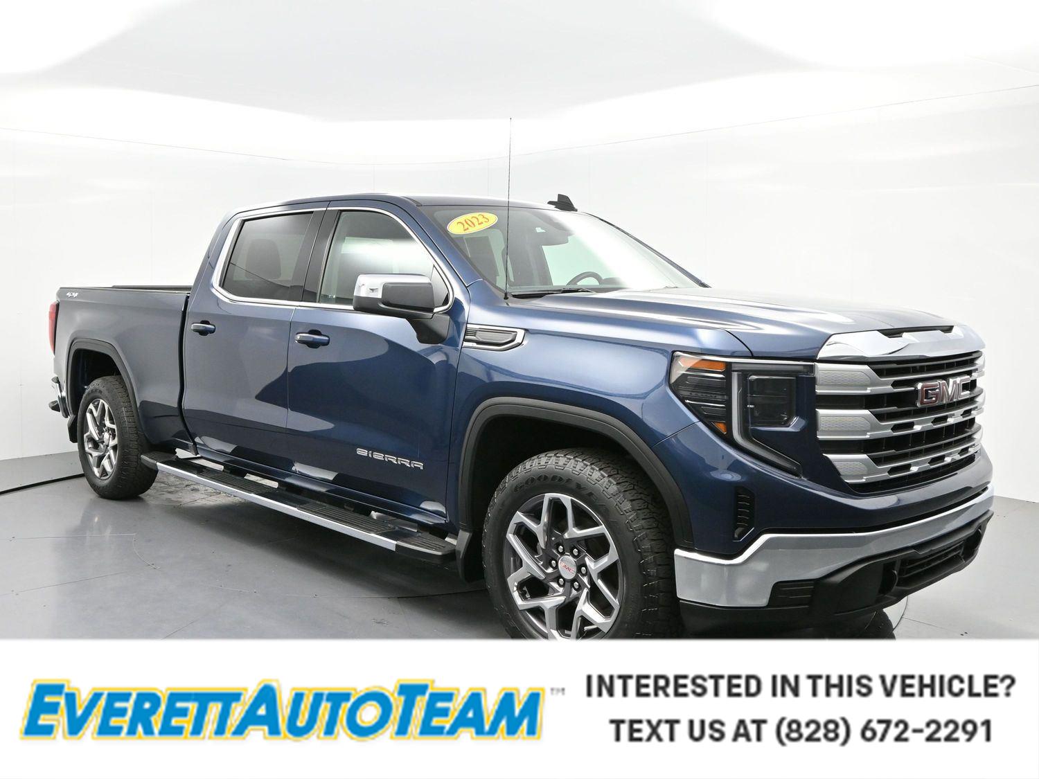 Pacific Blue Metallic 2023 GMC Sierra 1500 SLE Crew Cab 4WD Pickup Truck Four-Wheel Drive 8-Speed Automatic