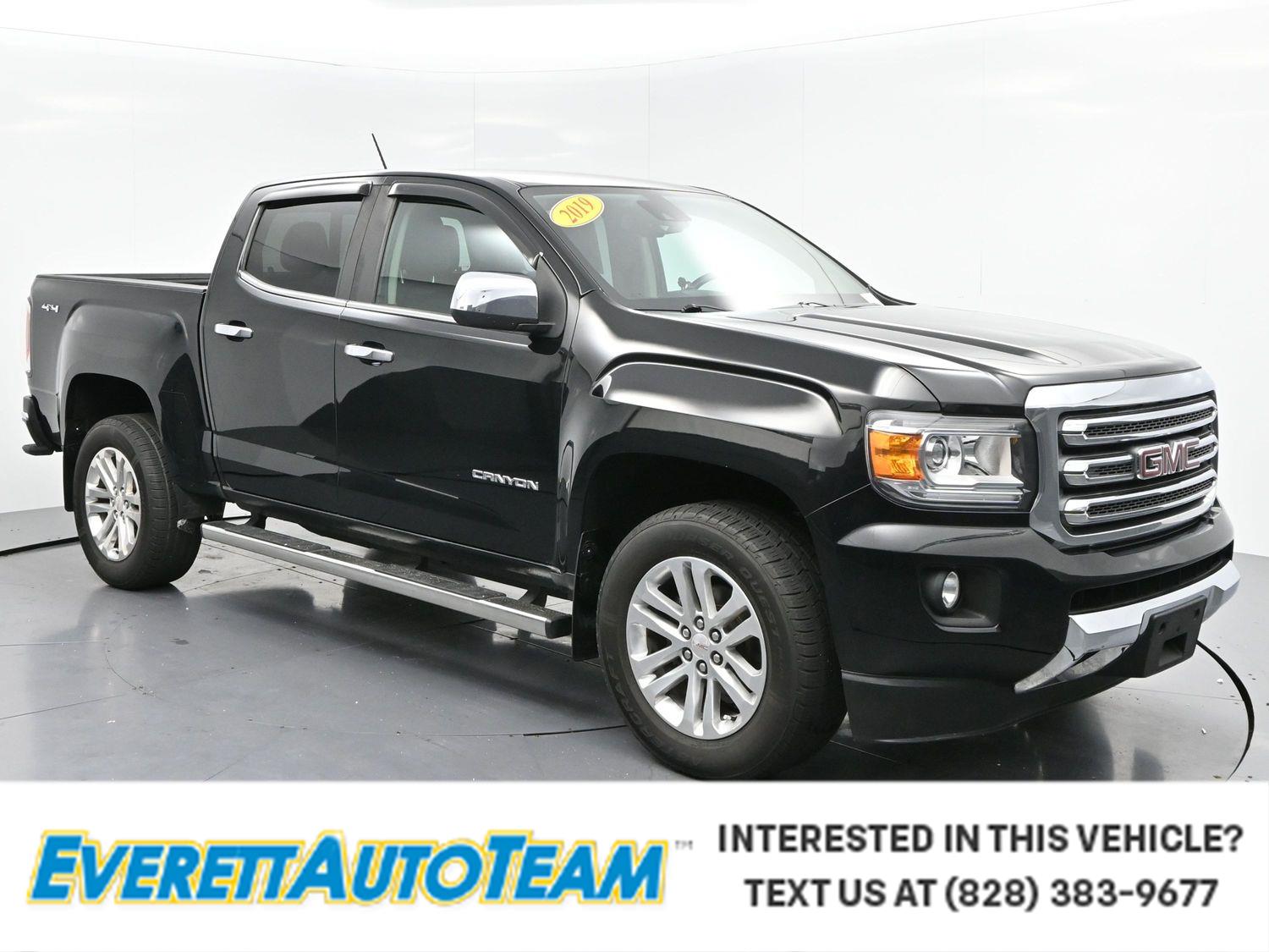 Onyx Black 2019 GMC Canyon SLT Crew Cab 4WD Pickup Truck Four-Wheel Drive 8-Speed Automatic