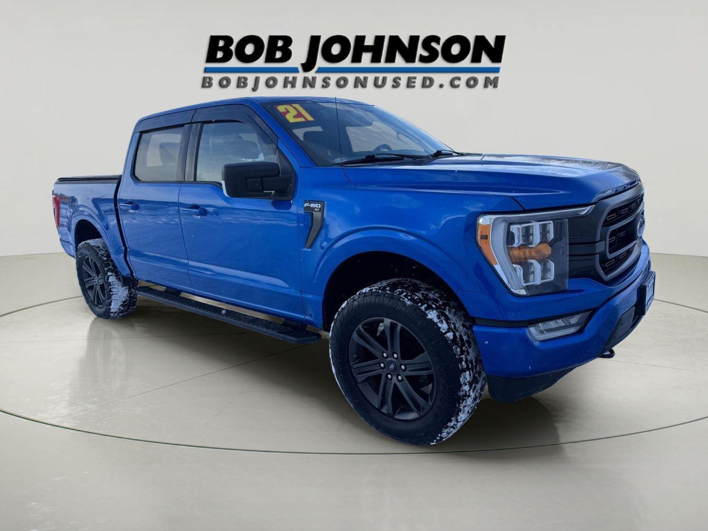 Velocity Blue 2021 Ford F-150 XLT SuperCrew 4WD Pickup Truck Four-Wheel Drive Automatic