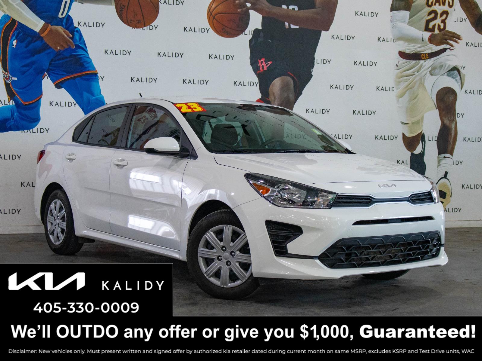 Clear White 2023 Kia Rio S FWD Sedan Front-Wheel Drive Continuously Variable Transmission