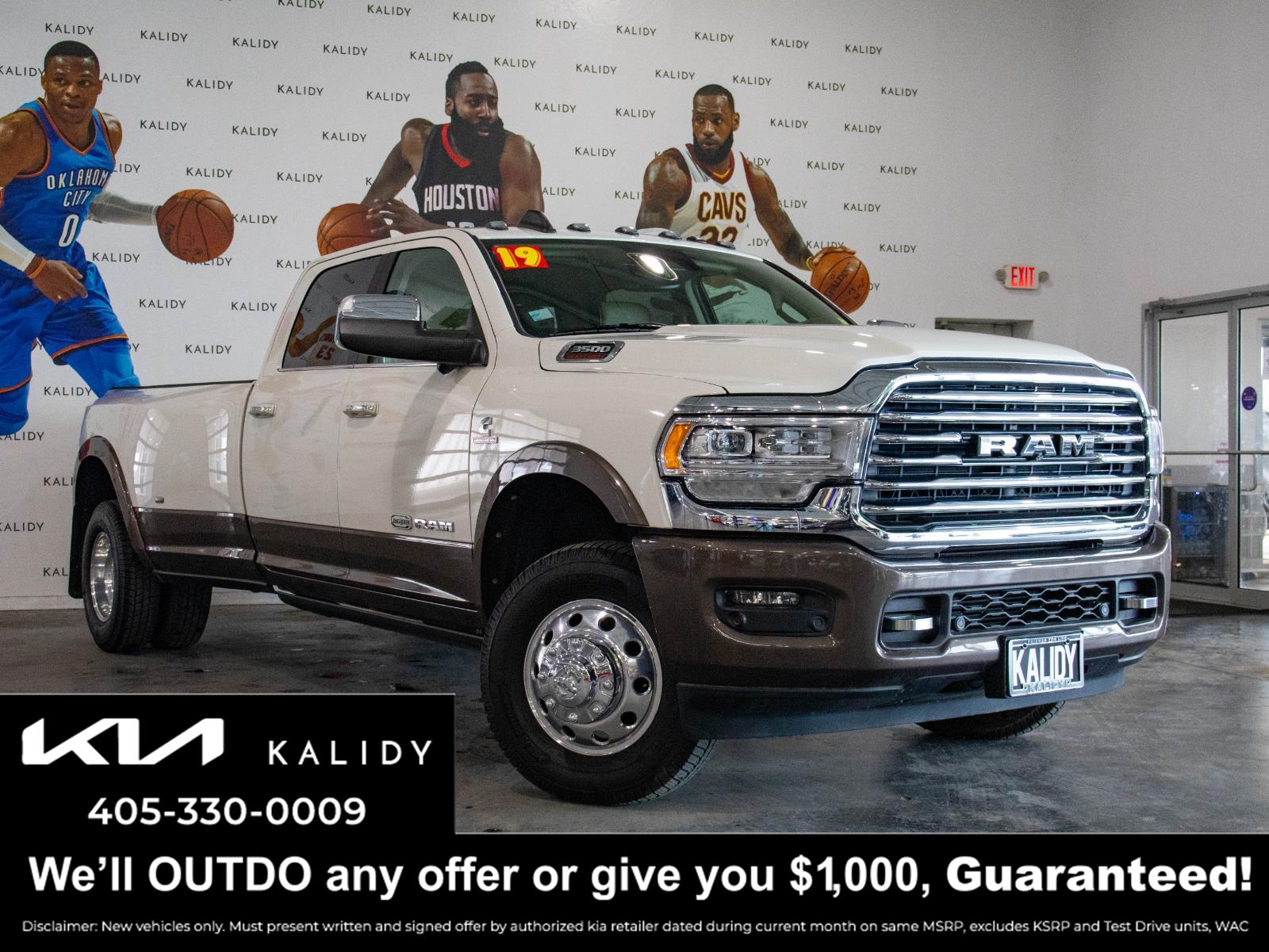 Pearl White 2019 RAM 3500 Laramie Longhorn Crew Cab LB DRW 4WD Pickup Truck Four-Wheel Drive 6-Speed Automatic