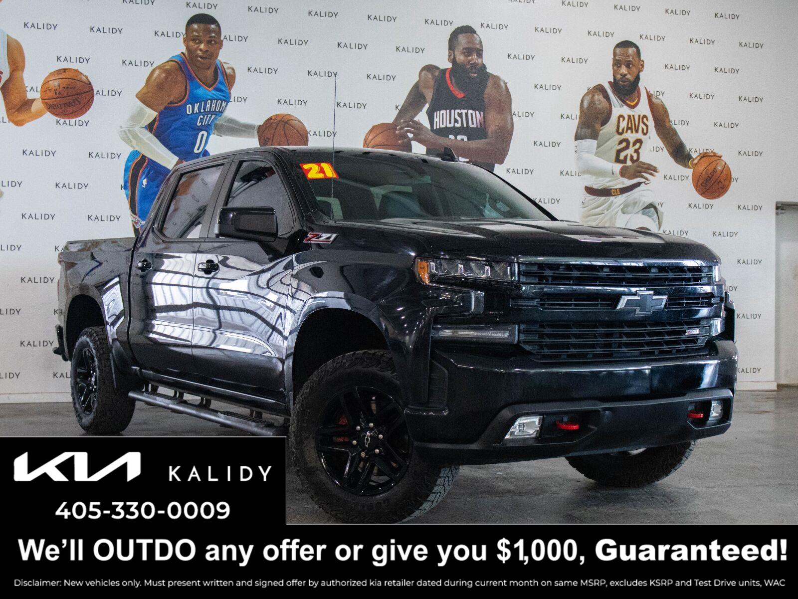Black 2021 Chevrolet Silverado 1500 Pickup Truck Four-Wheel Drive Automatic