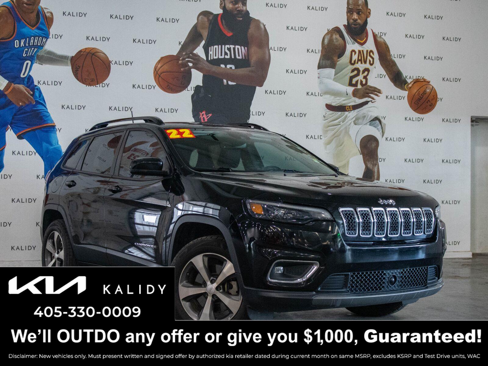 Diamond Black Crystal Pearlcoat 2022 Jeep Cherokee SUV / Crossover Four-Wheel Drive 