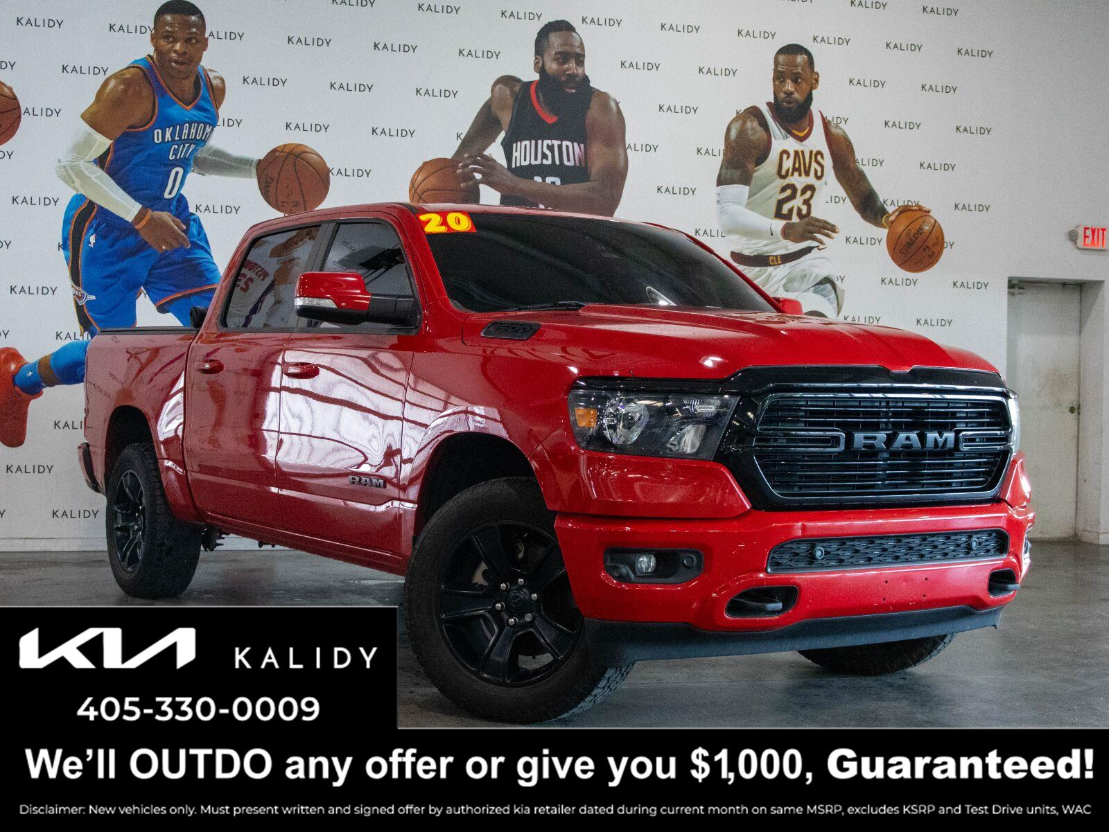Flame Red Clearcoat 2020 RAM 1500 Pickup Truck Four-Wheel Drive 8-Speed Automatic