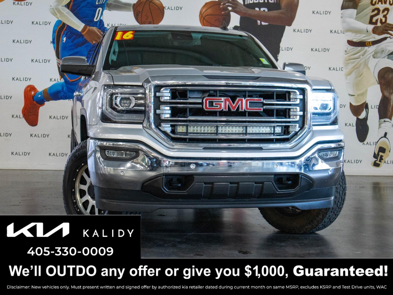 Quicksilver Metallic 2016 GMC Sierra 1500 SLT Crew Cab 4WD Pickup Truck Four-Wheel Drive 8-Speed Automatic