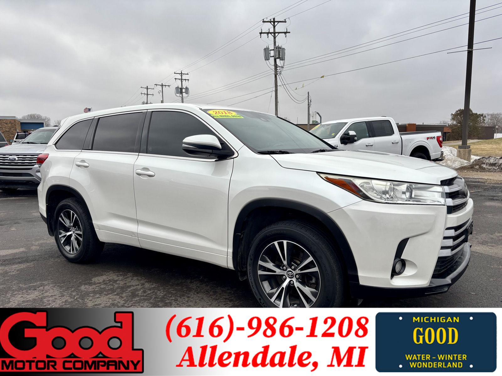 White (Blizzard Pearl) 2018 Toyota Highlander LE Plus AWD SUV / Crossover All-Wheel Drive 8-Speed Automatic