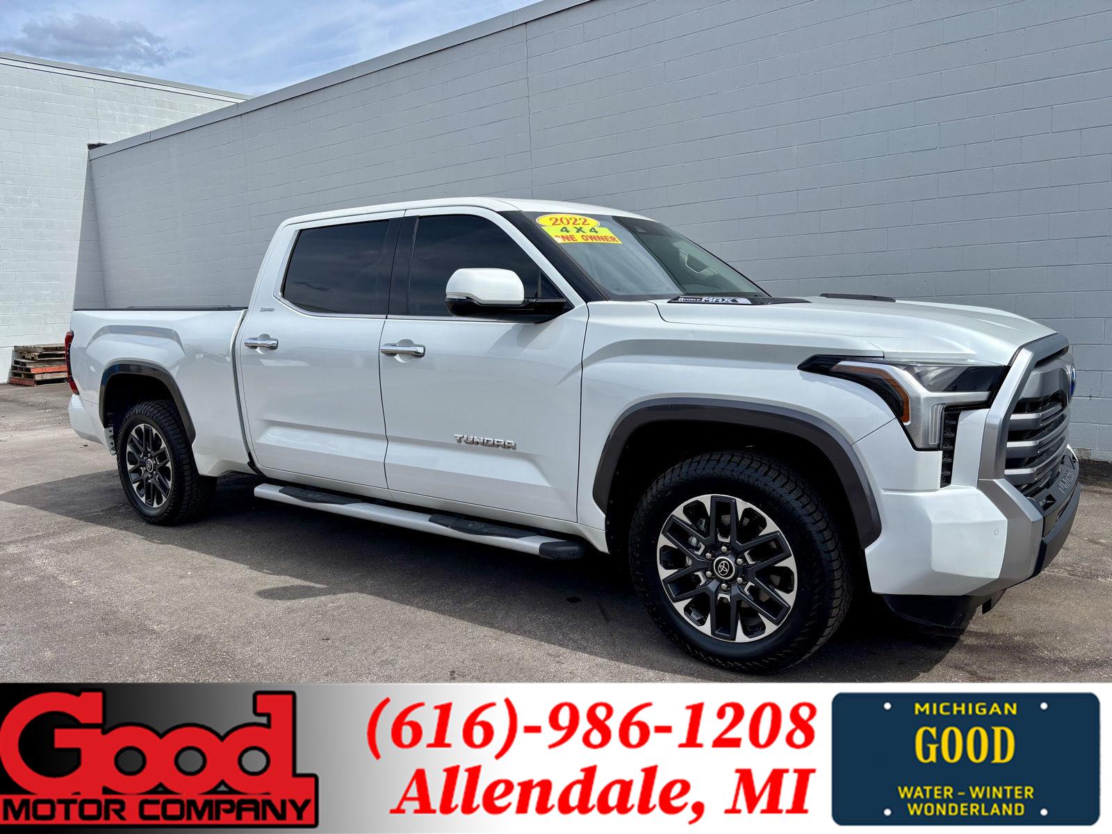 White (Wind Chill Pearl) 2022 Toyota Tundra Hybrid Pickup Truck Four-Wheel Drive Automatic