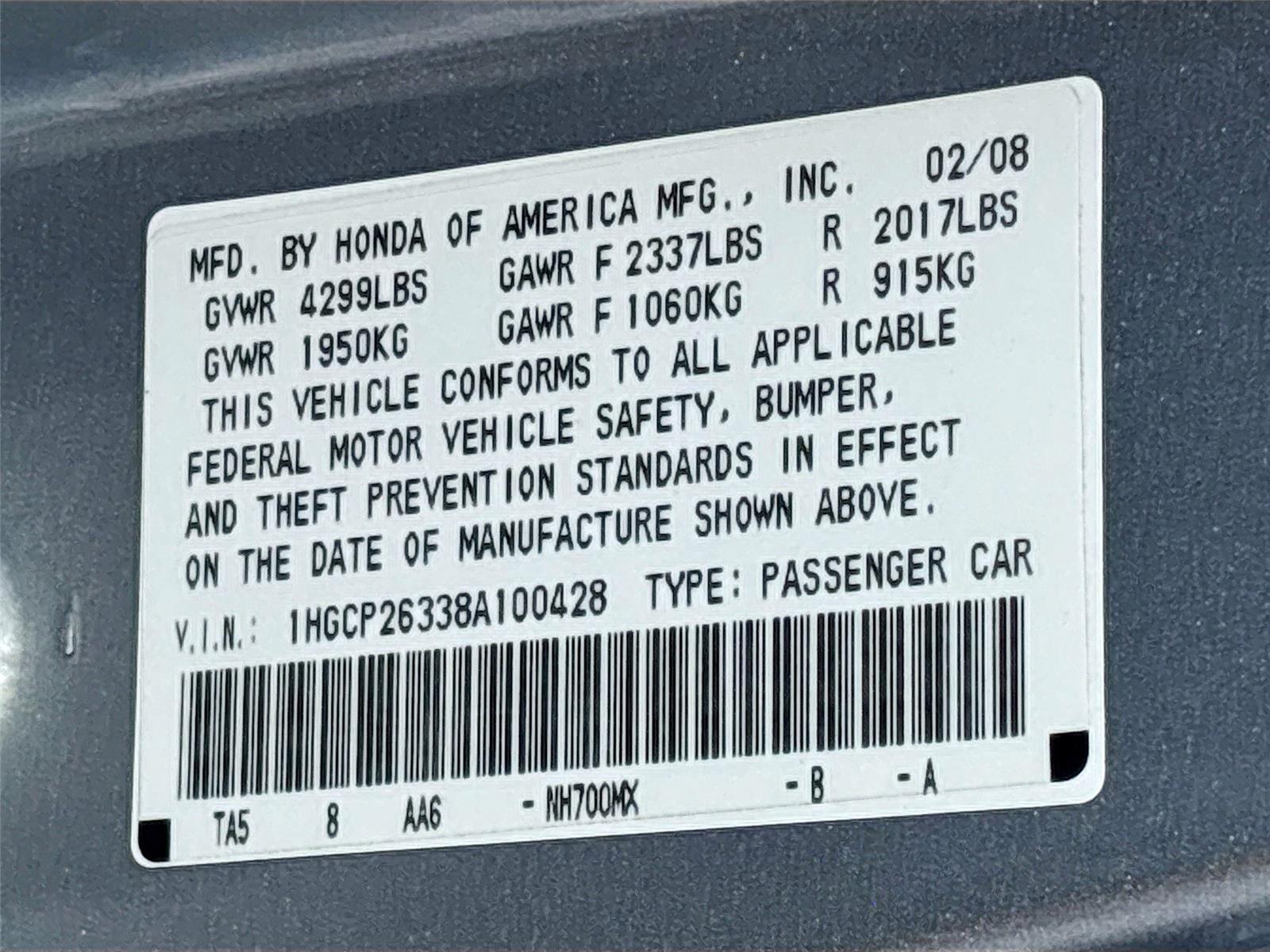 2008 Honda Accord Sdn LX