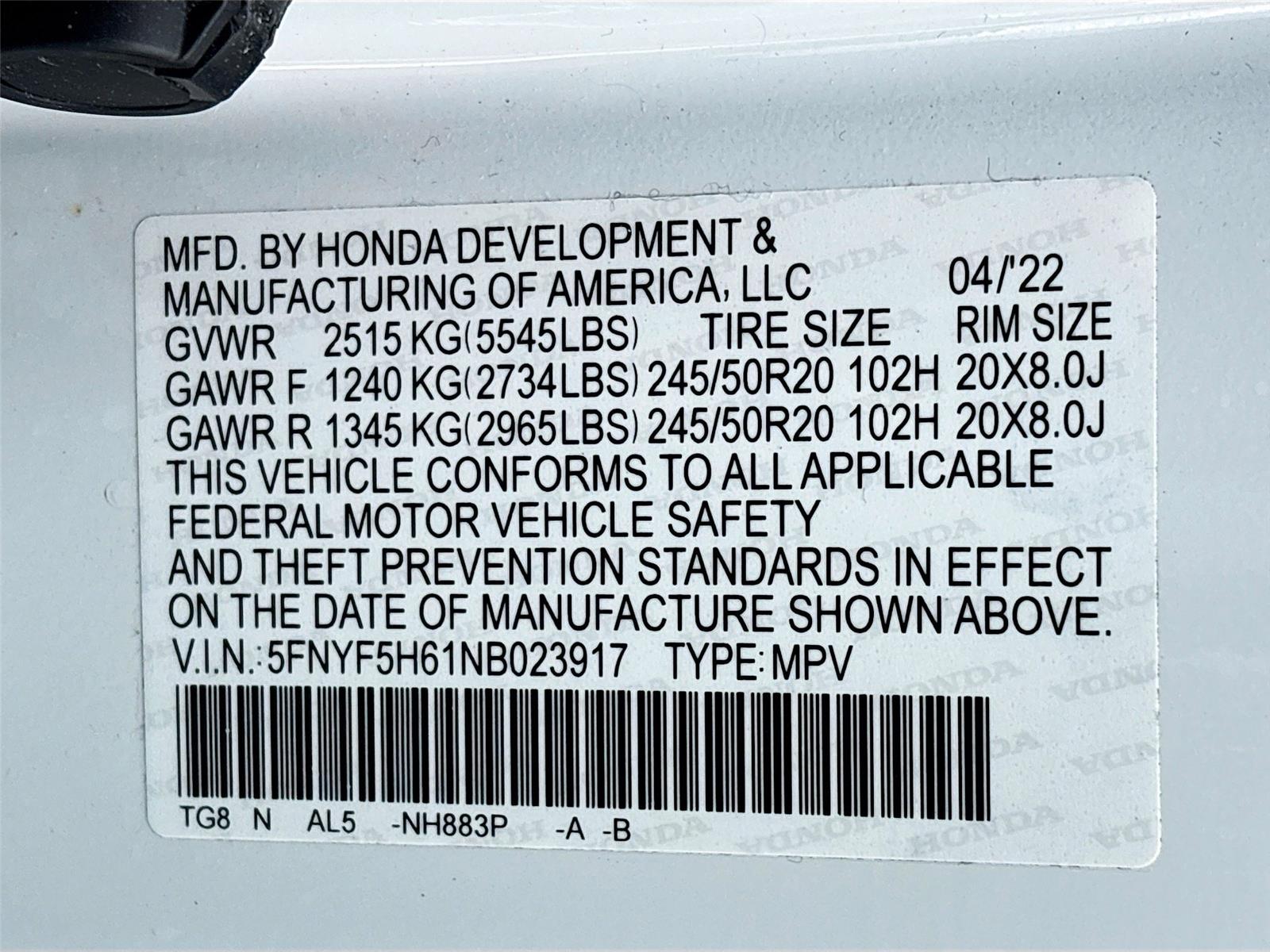 2022 Honda Pilot Touring 7-Passenger