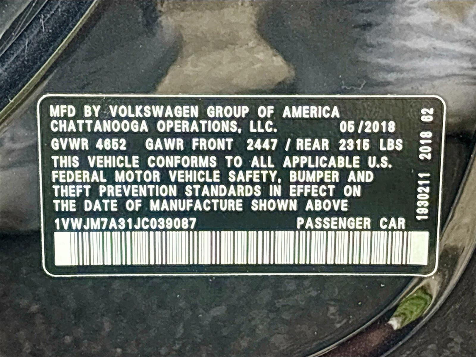 2018 Volkswagen Passat V6 GT