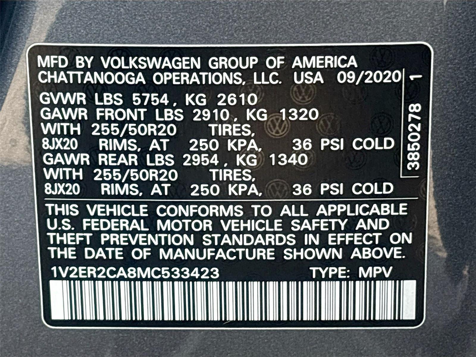 2021 Volkswagen Atlas 3.6L V6 SEL