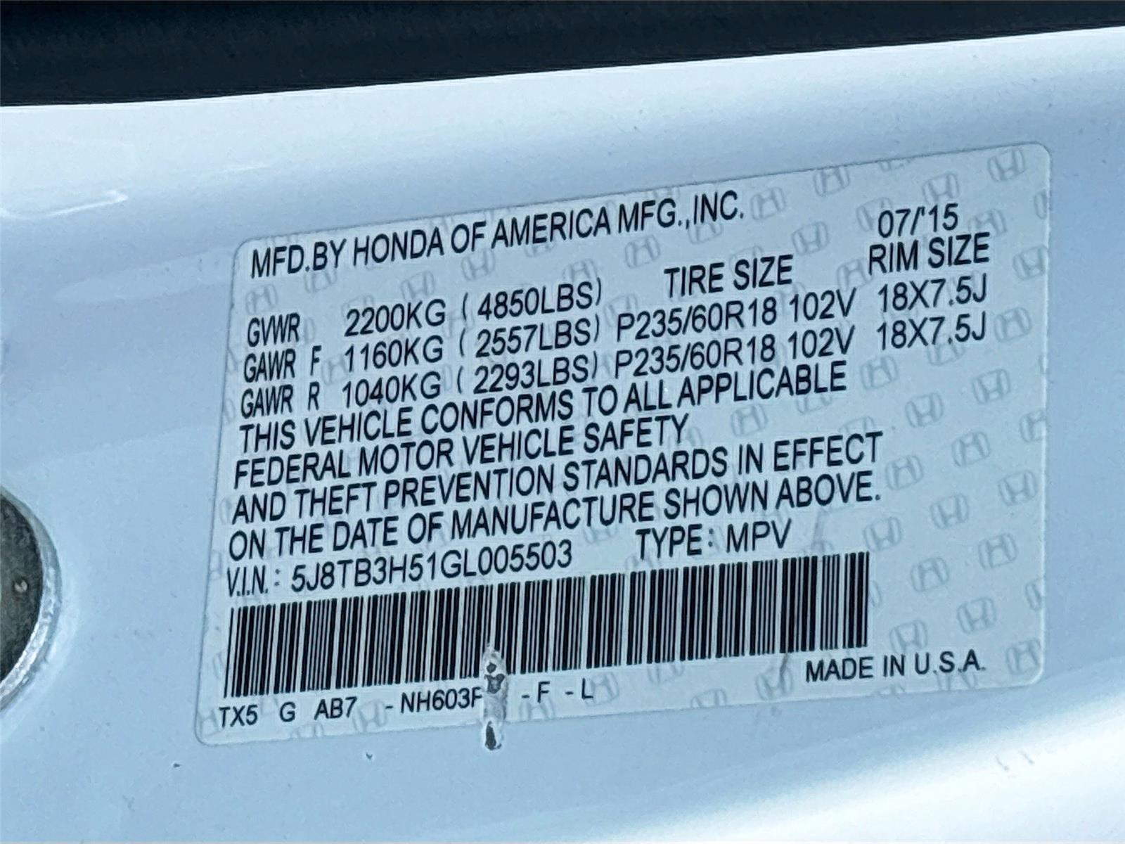 2016 Acura RDX Tech Pkg