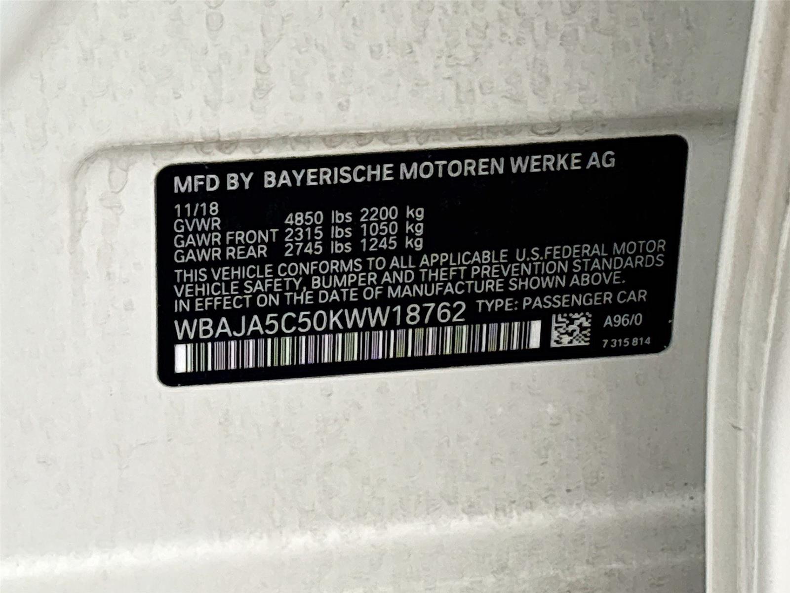 2019 BMW 5 Series 530i