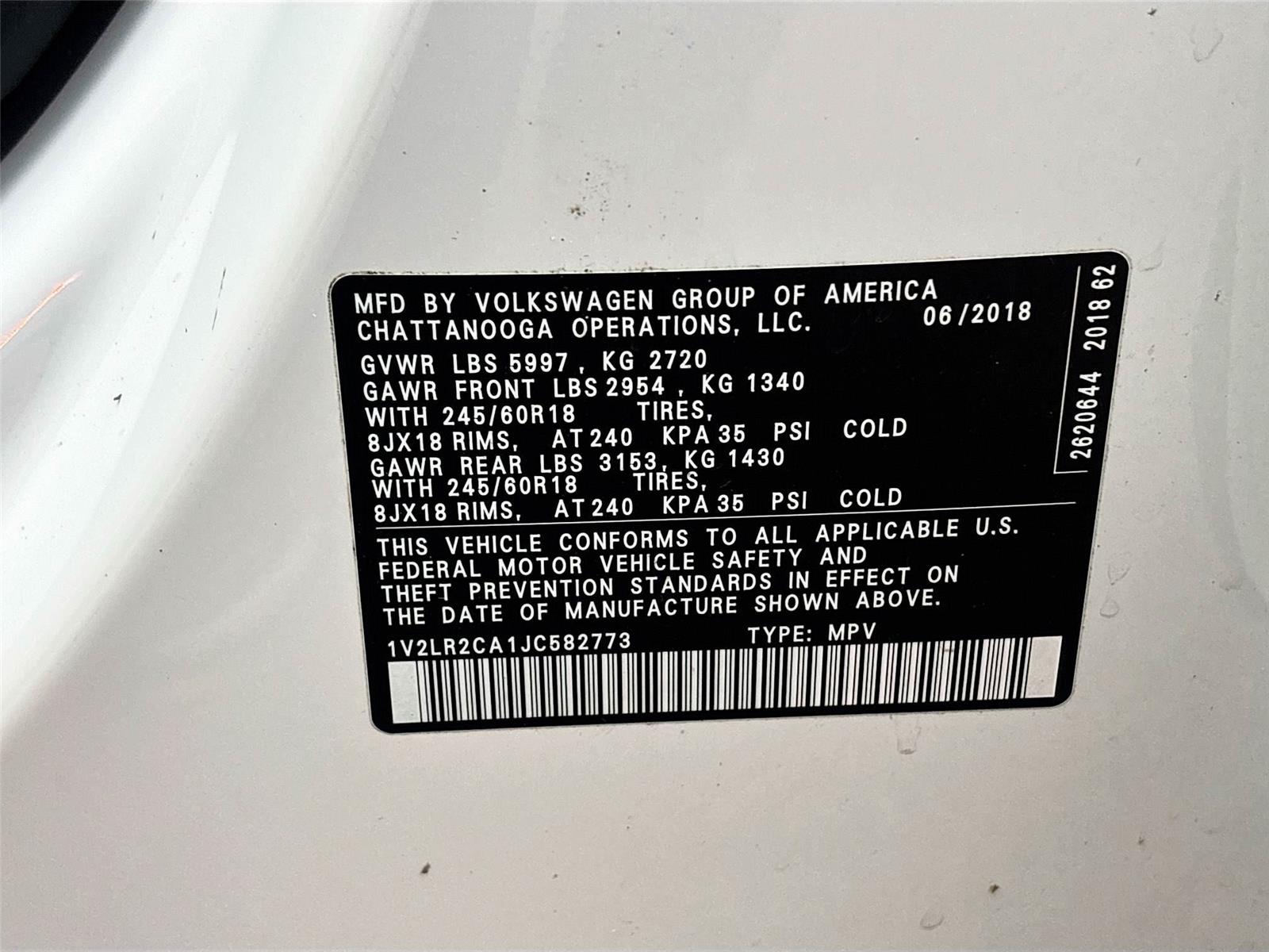 2018 Volkswagen Atlas 3.6L V6 SE w/Technology