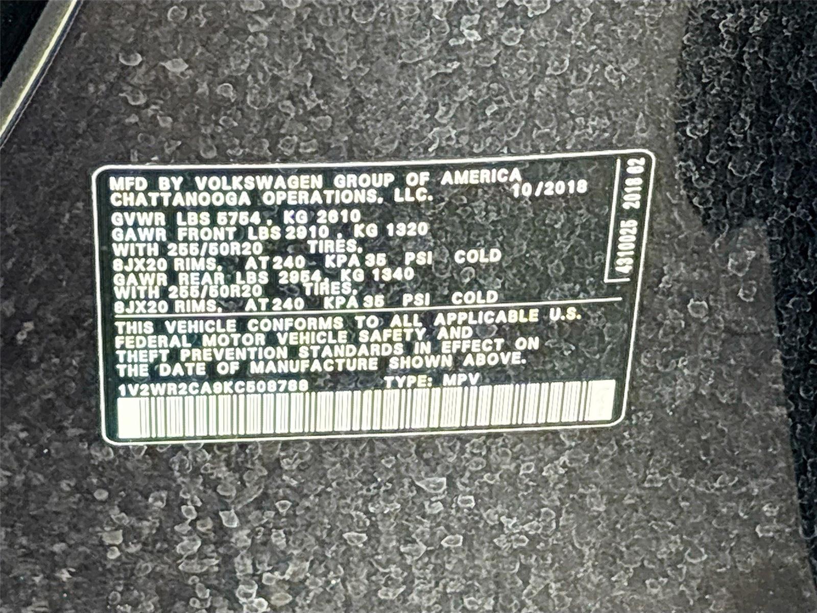 2019 Volkswagen Atlas 3.6L V6 SE w/Technology