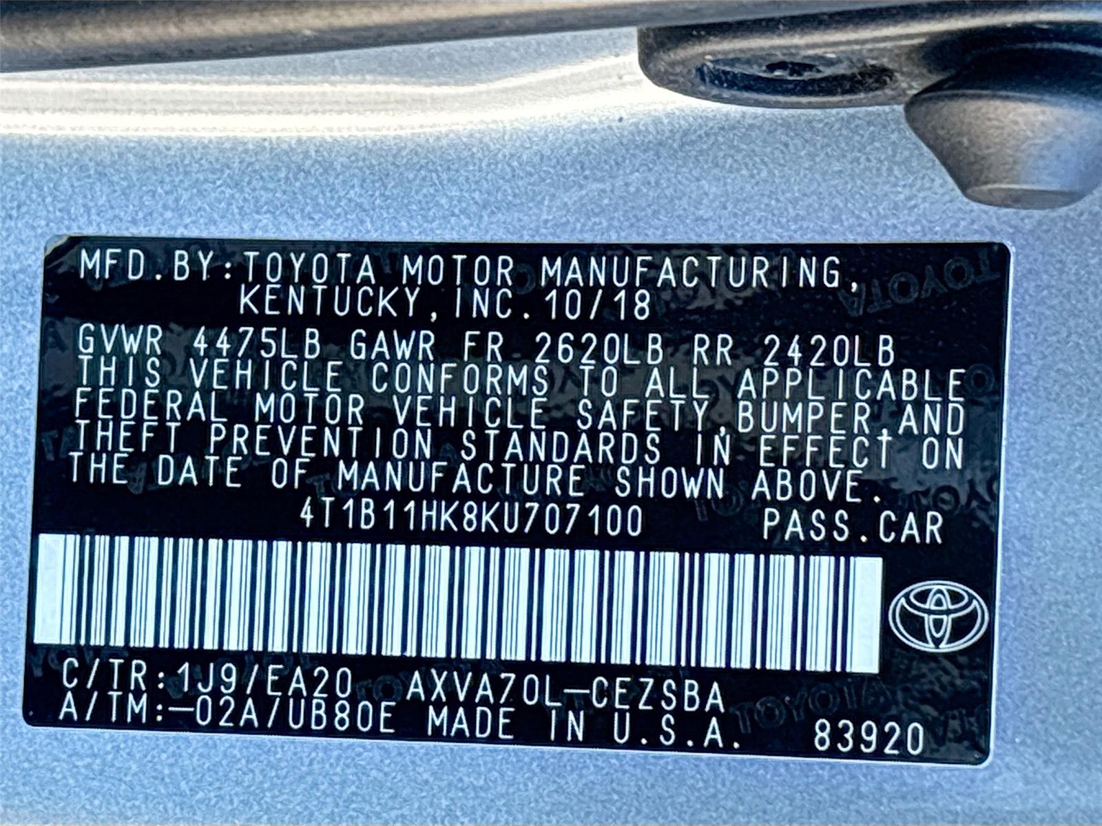 2019 Toyota Camry SE