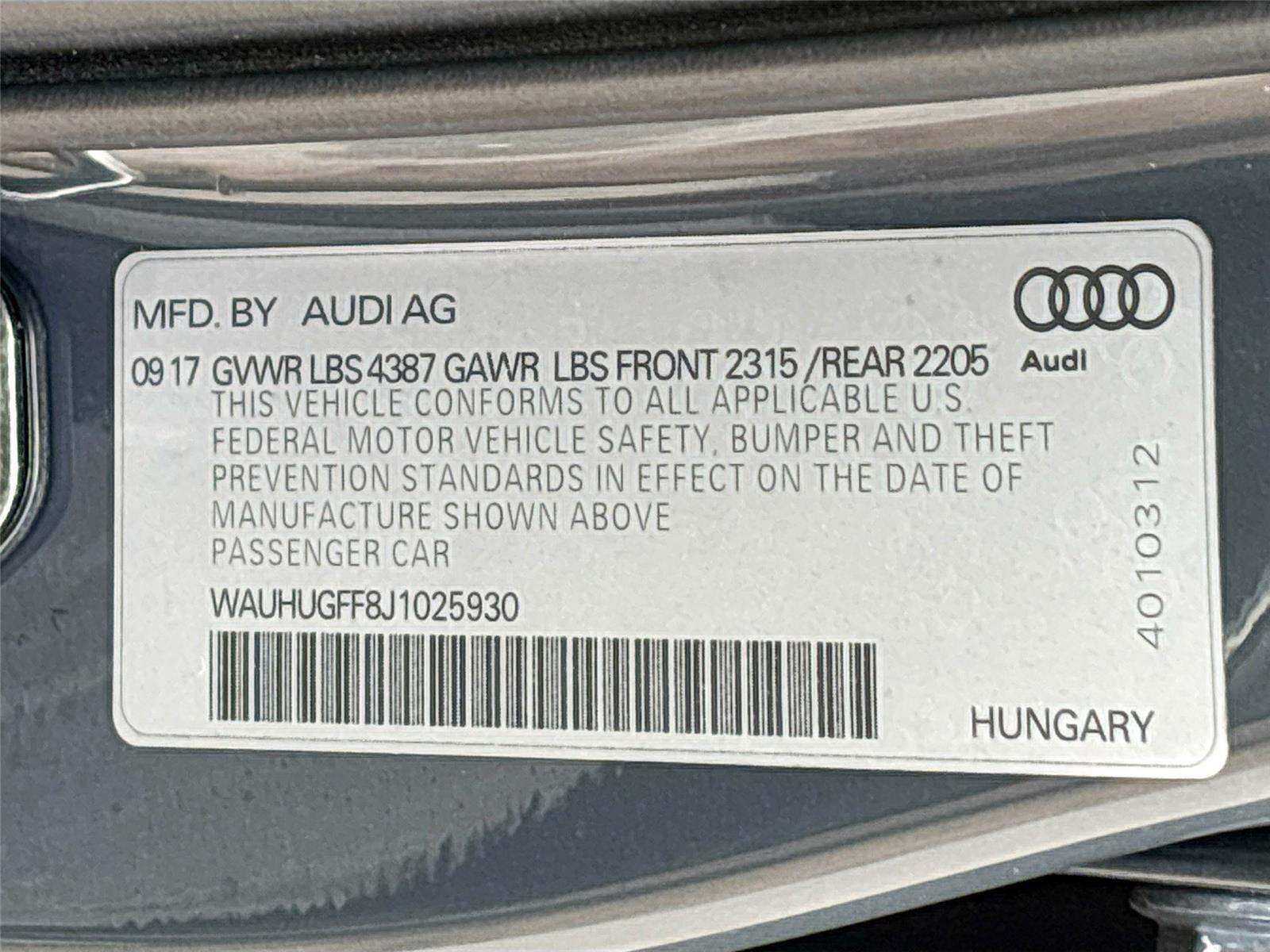 2018 Audi A3 Sedan Prestige