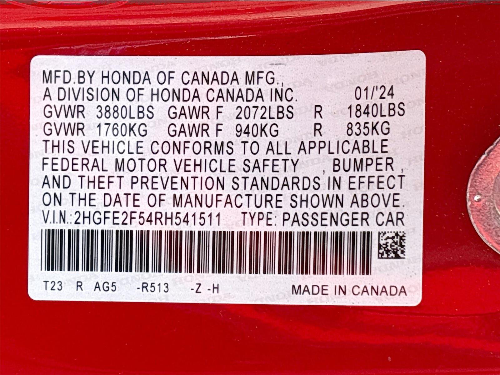 2024 Honda Civic Sedan Sport